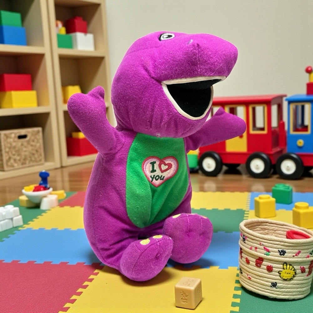 Barney The Purple Dinosaur Small Plush Singing I Love You From Barney & Friends